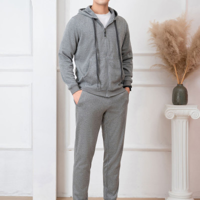 Bộ nỉ kéo khóa ALIGRO có mũ màu ghi nhạt BN.18