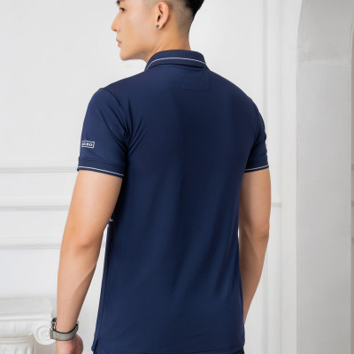 Áo Polo xanh navy phối kẻ ngang Aligro ALGPLO72