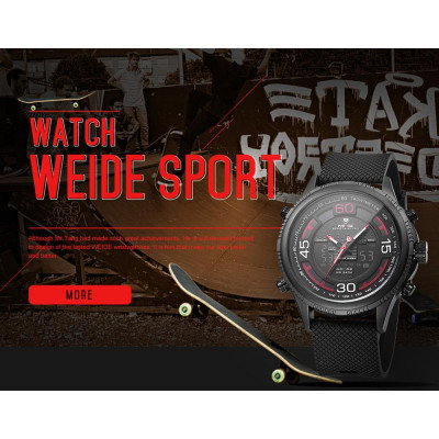 Đồng hồ điện tử kỹ thuật số thạch anh Ba mặt số Hiển thị giờ 3ATM Chống thấm nước WEIDE WH6306 