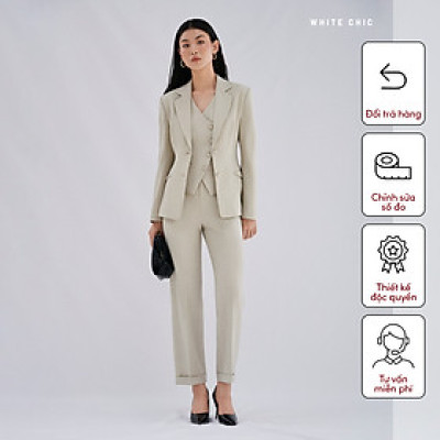 Quần vải ống suông hơi ôm Maddy Trouser thiết kế cao cấp WHITE CHIC