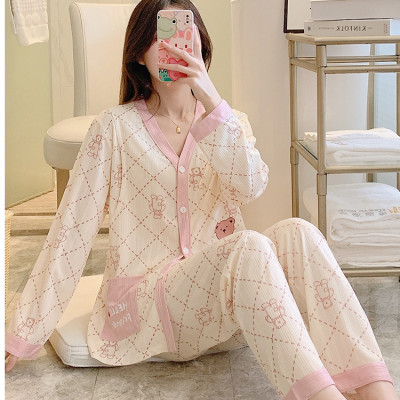 Bộ Đồ Bầu Và Sau Sinh Dài Tay Chất Liệu Cotton Có Khe Mở Cho Con Bú