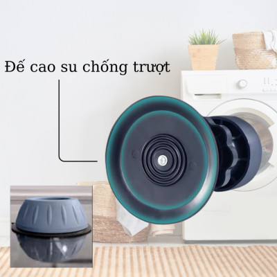 (LOẠI 1) Bộ 4 chân chống rung cho máy giặt, tủ lạnh - Chân kê tăng giảm chiều cao, đế cao su chống rung, chống trượt - Hàng chính hãng dododios