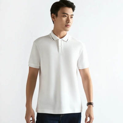Áo polo nam màu Trắng / Đen cơ bản phối cổ vải dày dặn mềm mịn . Form Fitted - ROUTINE 10F24POL029R2 | ROUTINE CÀ MAU