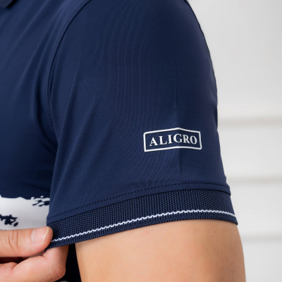 Áo Polo xanh navy phối kẻ ngang Aligro ALGPLO72