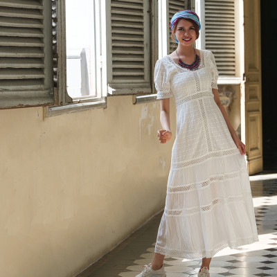 Đầm Maxi Trắng Đầm Maxi Đi Biển Thời trang thiết kế Hity DRE119 (Trắng Kim Cương)