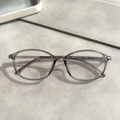 Kính gọng nhựa dẻo siêu bền Hàn Quốc dáng mắt bầu màu xám trong cao cấp
