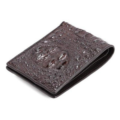 HC2241 - Bóp nam Huy Hoàng da cá sấu nguyên con màu nâu đất