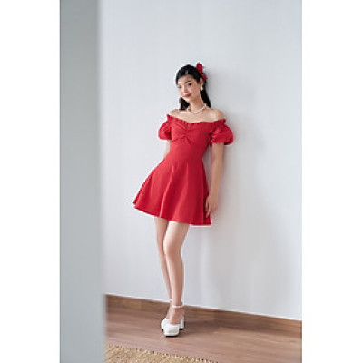 DOTTIE - Đầm ngắn dáng corset - Đỏ - D0483