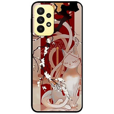 Ốp lưng dành cho Samsung A13 4G mẫu Mèo Cành Hoa Đàoo