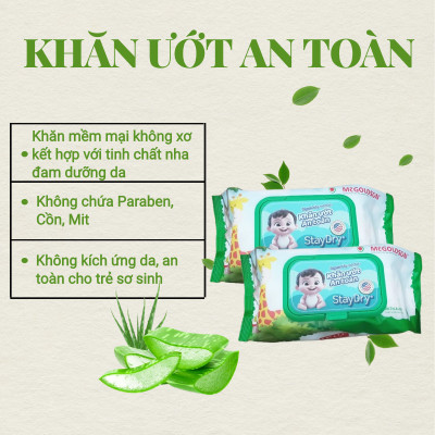 Khăn Giấy Ướt Cao Cấp Không Hương Staydry KU-STCC-KH100 (100 Tờ)