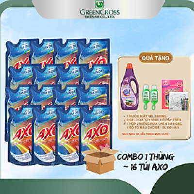 Combo 16 túi Nước tẩy quần áo màu AXO đánh bay vết bẩn 400ml Hương Tươi Mát