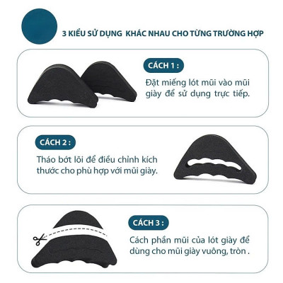 COMBO 2 CẶP Lót mũi giày cao gót cao su non đệm êm ngón chân MÀU ĐEN VÀ MÀU KEM
