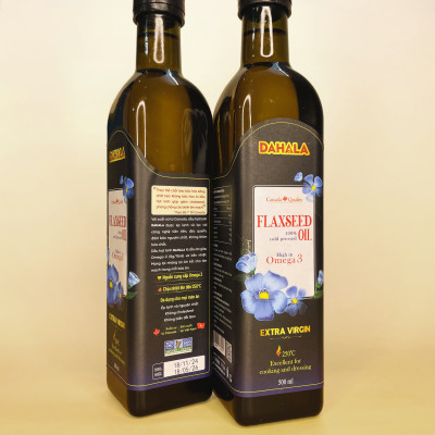 (SET 2 CHAI) SET HỘP QUÀ TẾT DẦU HẠT LANH ÉP LẠNH BỀN NHIỆT DAHALA 25O MI, GIÀU OMEGA 3,6,9