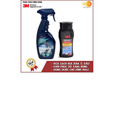 Bộ 2 Dung dịch chống bám nước trên kính xe 3M 08889LT và dung dịch rửa kính ô tô 3M PN38191LT