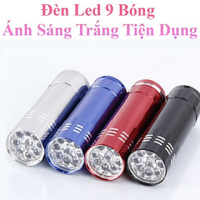 Đèn Led 9 Bóng Vỏ Nhôm Ánh Sáng Trắng Dùng Pin Tiểu Aaa Tiện Dụng