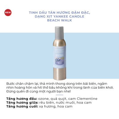 Tinh dầu tán hương đậm đặc dạng xịt Yankee Candle -  Beach Walk