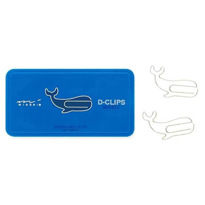 Hộp 30 Kẹp Giấy D-Clip Midori 43181 - Hình Cá Voi