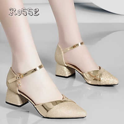 Sandal nữ phối kim tuyến sang trọng ROSATA RO552 cao 4p - Đồng, Bạc - HÀNG VIỆT NAM - BKSTORE