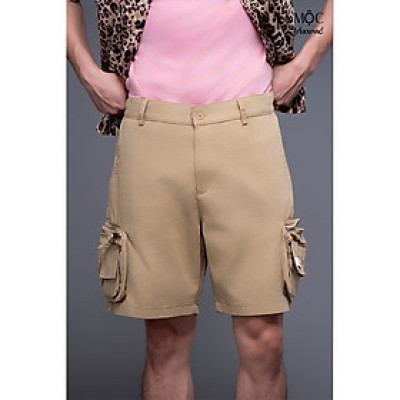 Quần nam kaki da bò ngắn túi hộp dây kéo 
