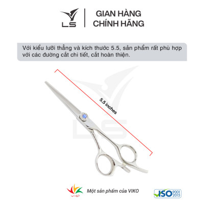 Kéo cắt tóc LS lưỡi thẳng quai offset vênh đỡ ngón cố định PSO/5.5
