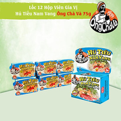 Lốc 12 Hộp Viên Gia Vị Hủ Tiếu Nam Vang Ông Chà Và 75g (Nam Vang Rice Noodle Broth Cubes)