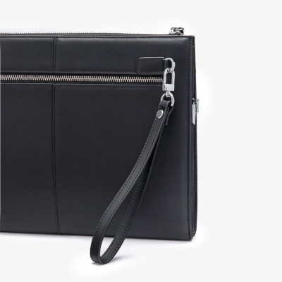 Ví Cầm Tay Nam Clutch Da GENCE CL07 Da Bò Cao Cấp Màu Đen Có Dây Đeo Vai