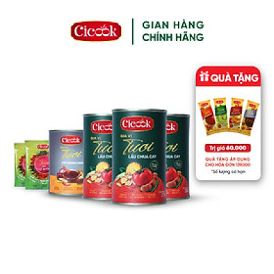 [SET THẢNH THƠI] 3 Lon Xốt Lẩu Chua Cay 370G + Xốt Nướng Mắc Khén 230G + 2 Gói Bột Ướp Nướng 10G*2