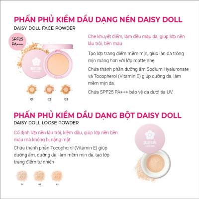Phấn Phủ Kiềm Dầu Daisy Doll 01 (Màu Light Ocher) Nhật Bản Dạng Nén Chống Thấm Nước Kiểm Soát Dầu 10g SPF 25 PA+++