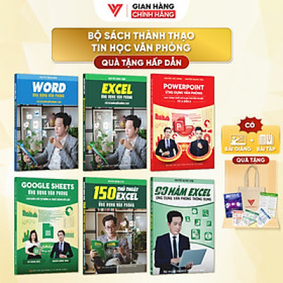 Combo 6 Sách Excel - Word - Powerpoint - Google Sheet - 150 TT - 90 Hàm Excel ĐÀO TẠO TIN HỌC Tặng Kèm Video Khóa Học