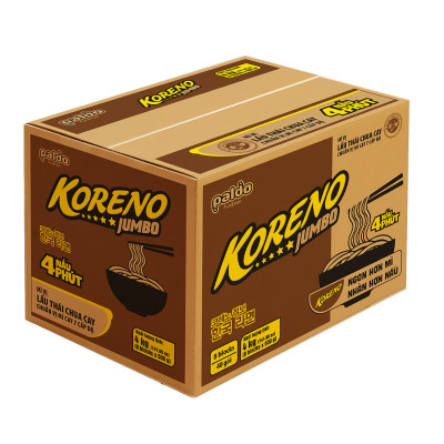 Thùng 8 Lốc Mì vị Lẩu Thái chua cay Koreno Jumbo 500g