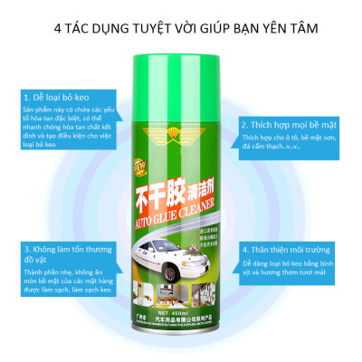 Chai Xịt Tẩy Keo Dính Đa Năng Trên Mọi Bề Mặt 450ml Tặng Kèm Khăn Lau + Khẩu Trang Cao Cấp AZONE