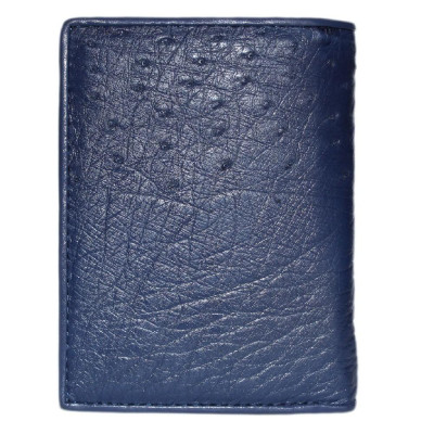 HP2431 - Bóp nam Huy Hoàng da đà điểu da bụng kiểu đứng màu xanh đậm