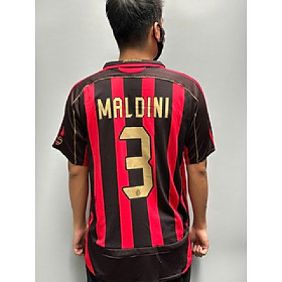 Áo Bóng Đá Retro AC Milan 2006 - Sân Nhà In Tên Maldini Số 3 bản cao cấp vải Cotton Polyester