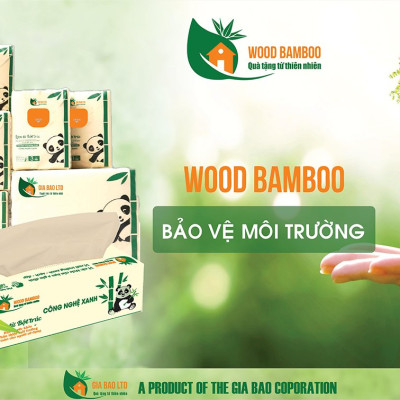 Thùng 10 lốc (100 cuộn) Giấy vệ sinh đa năng có lõi WOOD BAMBOO 3 lớp 1 lốc /10 cuộn