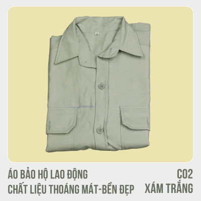 Áo bảo hộ lao động, chất liệu thoáng mát, bền đẹp - Mã C02 ( Xám Trắng)
