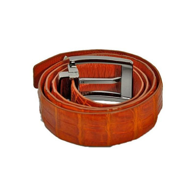 HP4829 - Dây nịt nam da cá sấu Huy Hoàng đầu kim 3,5P màu vàng