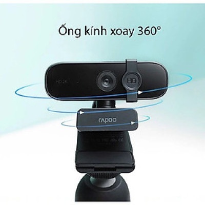 Rapoo C280 Webcam 2K HD Với USB2.0 Với Nắp Đậy Camera Có Thể Xoay Mic - Hàng Chính Hãng
