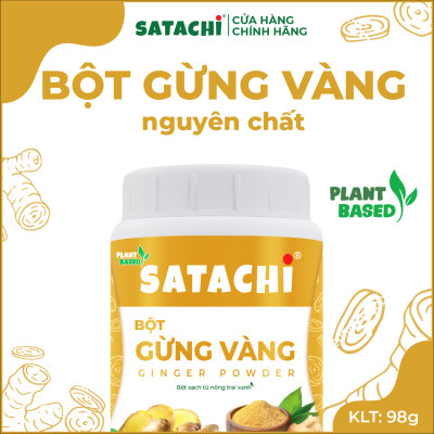 Bột Gừng Vàng SATACHI nguyên chất. Hỗ trợ điều trị khó tiêu mãn tính, giảm đau cơ bắp, giảm viêm, giảm cân. Hộp 98g và 318g