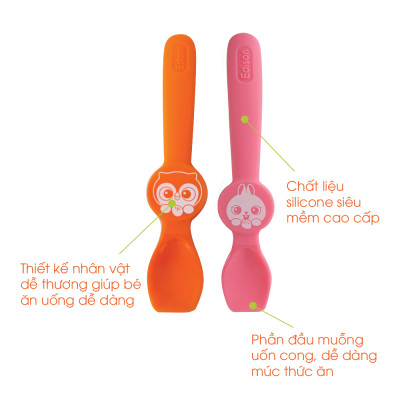 Đũa Inox xỏ ngón Hàn Quốc giúp bé tập gắp thức ăn Edison hình Pororo - Đồ dùng ăn dặm chính hãng 9644