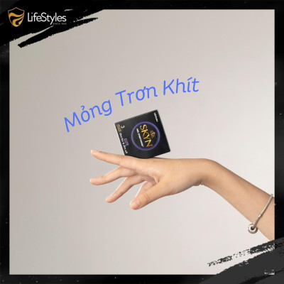 Bộ 3 Bao cao su siêu mỏng, trơn mượt LifeStyles SKYN Elite - Non-latex không mùi cao su - 3 bao
