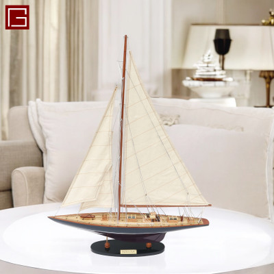 Mô hình thuyền gỗ phong thủy, thuyền buồm trang trí ENDEAVOUR PAINTED, thuyền gỗ trang trí hàng chính hãng