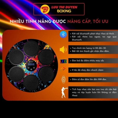 Máy đấm bốc gắn tường tại nhà, máy tập boxing theo nhạc - 6 điểm đấm 44cm - Kết nối bluetooth - Lừu Thị Duyên Boxing