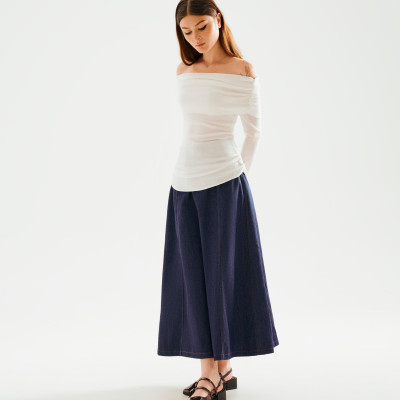 DOTTIE - Áo trễ vai tay dài - Trắng - T0999