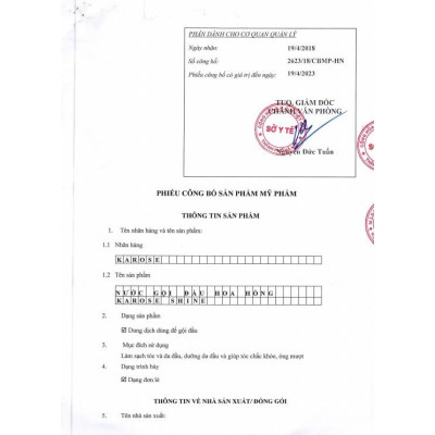 Nước gội bồ kết hoa hồng Karose Shine 500ml - Karose