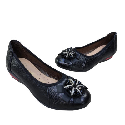 Giày Nữ Búp Bê Đế Xuồng HÀ NAM Da Bò Thật Cao Cấp 4cm GBBN2064