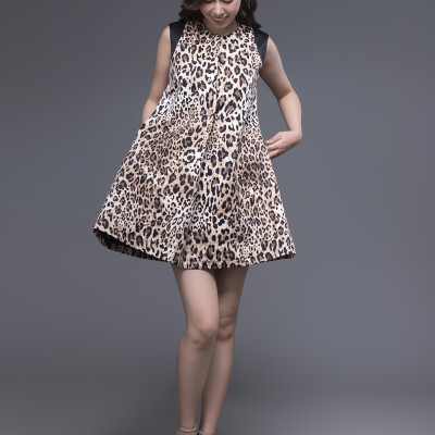 Đầm beo lụa cát xòe phối vai LM112435 [BST Da Beo]