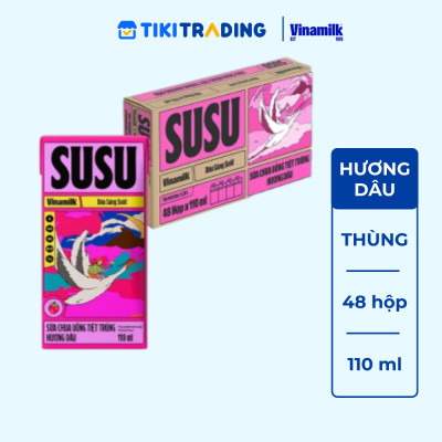 Sữa chua uống hương dâu Vinamilk Susu - Thùng 48 hộp 110ml.