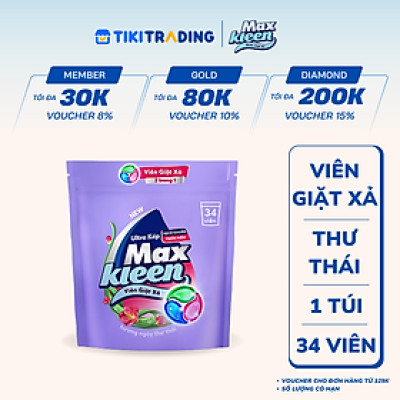 Túi viên giặt xả MaxKleen Hương ngày thư thái (34 viên/ túi)