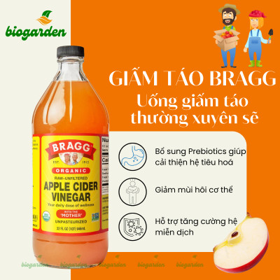 Giấm táo hữu cơ Organic Bragg 946ml (3 chai)