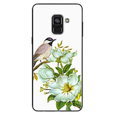 Ốp Lưng Dành Cho Samsung Galaxy A8 2018 - Mẫu Chim Đậu Cành Hoa Trắng